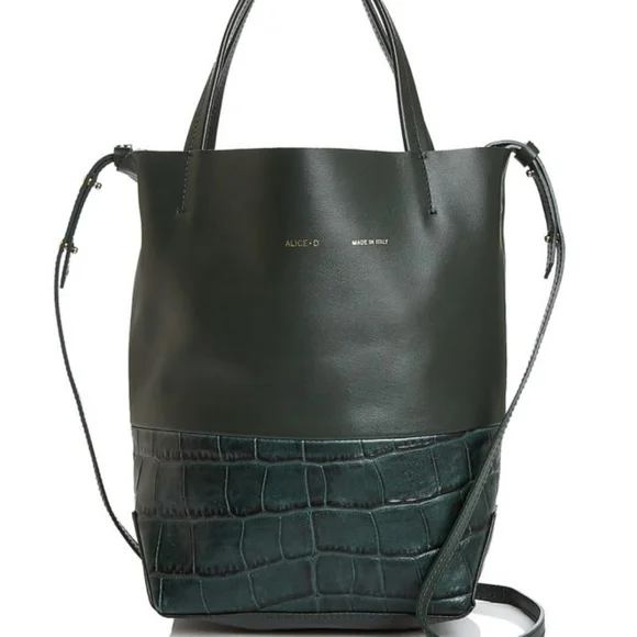 Alice D Small Green Leather Croc Tote - Picture 1 of 6